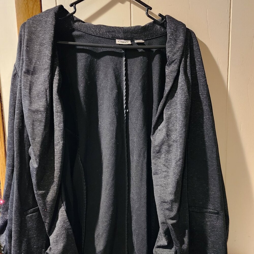 **Cato Charcoal Gray Hooded Cardigan Jacket – Size 22/24W**